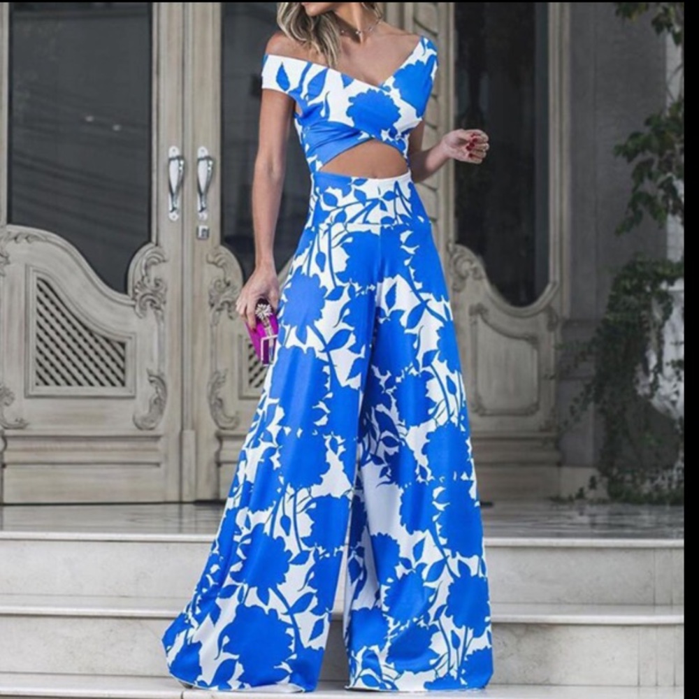 PIMPNELLA FLORAL WIDE LEG CUT OUT JUMPSUIT